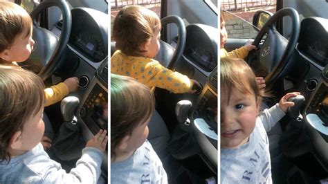 Cheeky Toddler Twins Start Car Engine Youtube