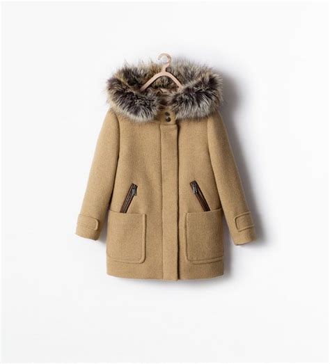 Image 1 Of Zip Detail Coat With Fur Hood From Zara Girl Coat Kids