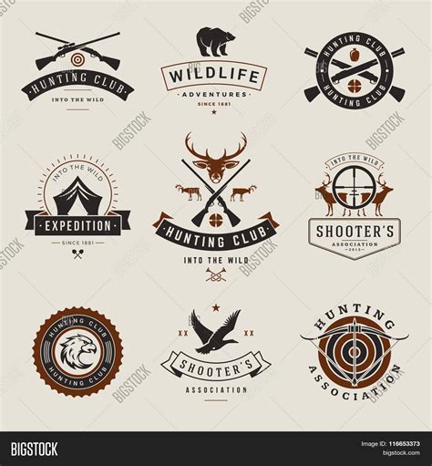 Set Hunting Fishing Labels Badges Vector Photo Bigstock