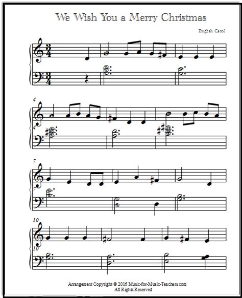 Solo, piano & vocal and piano.easy (format.pdf). We Wish You a Merry Christmas Free Sheet Music