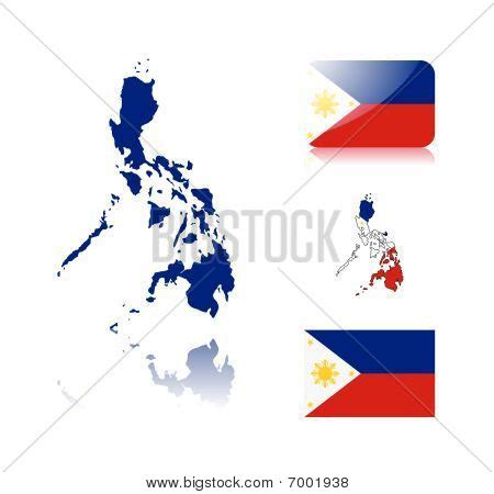 Philippine Map Flags Vector Photo Free Trial Bigstock