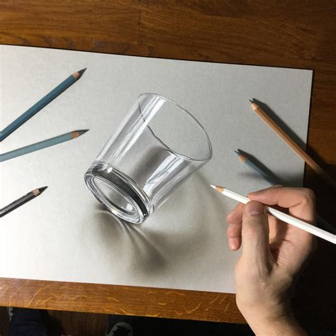 3d Drawing Of A Simple Glass By Marcellobarenghi On Deviantart