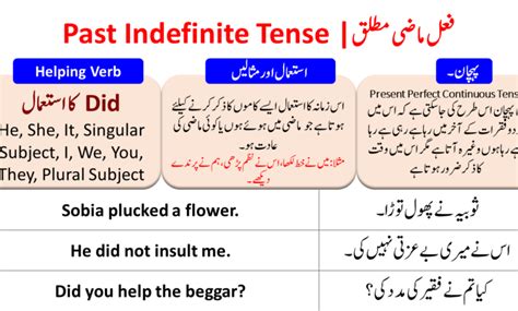 Past Indefinite Tense In Urdu With Examples Pdf Angrezify
