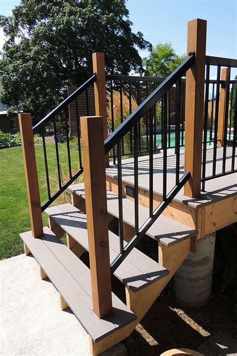 The prescriptive wood deck construction guide by the american wood council is an excellent source for deck building codes. Stair Railing | Sundeck Centre