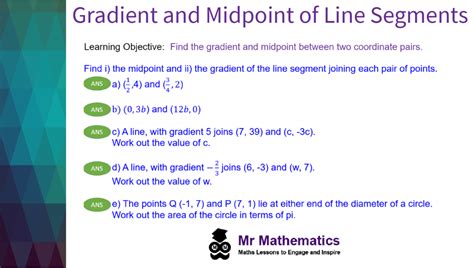 Gradient And Midpoint Of Line Segments Mr