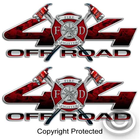 4x4 Firefighter Red Sticker Set For Ford Aftershock Decals