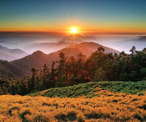 Taroko Park China Mountain Sunset Taiwan Taroko National Park Hd