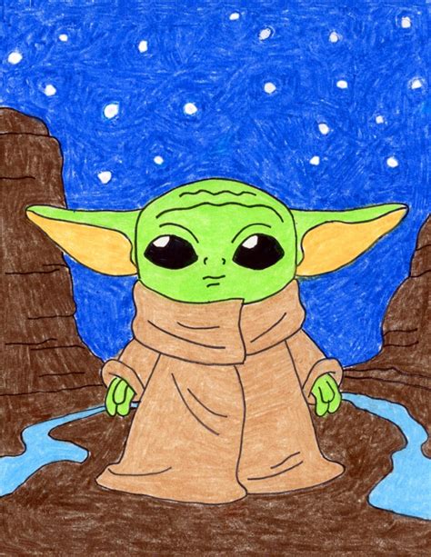 Easy How To Draw Baby Yoda Tutorial Video And Coloring Page
