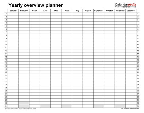 Yearly Plan Template