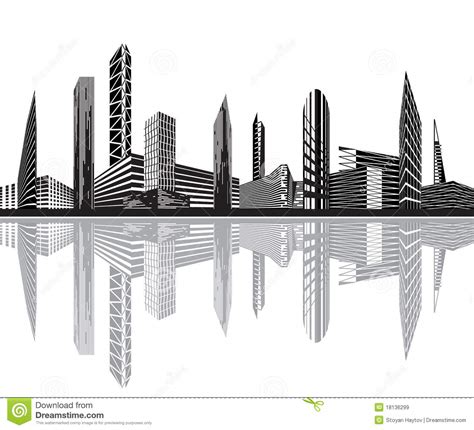 Black And White City Stock Vector Illustration Of Abstract 18136299