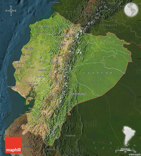 Large detailed map of ecuador with cities and towns. Satellite Map of Ecuador, darken