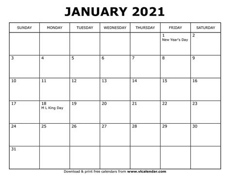Printable Calendar For 2021 With Holidays Template Business Format