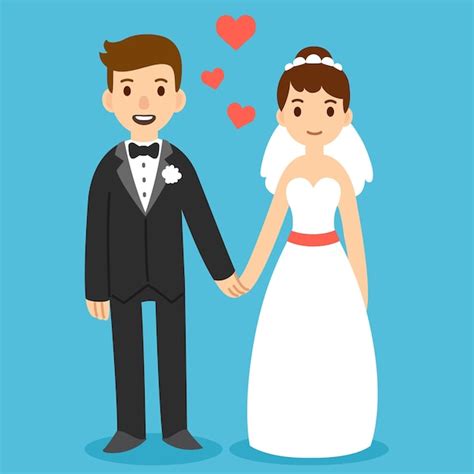 Premium Vector Cute Cartoon Wedding Couple
