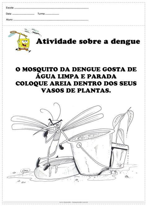 Atividades Para A Dengue Desenvolvidas Para Imprimir Ler E Aprender