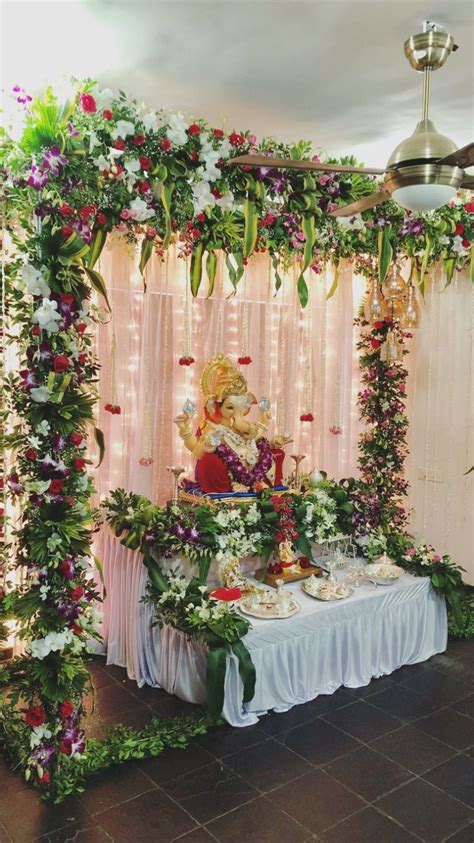 Pin By Urmi Shroff On Festive Decor Flower Decoration For Ganpati