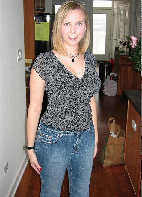Married And Cheating Housewife Wearing Black Print Top And Blue Jeans Fashion Print Tops Tops