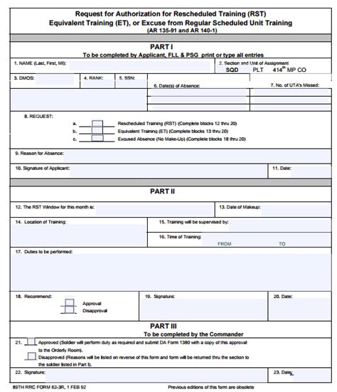Free Army Rst Form Templates Word Excel Formats