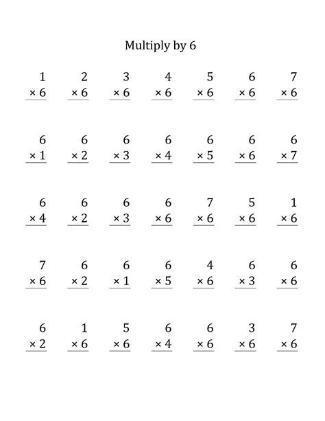 6 Multiplication Table Printable