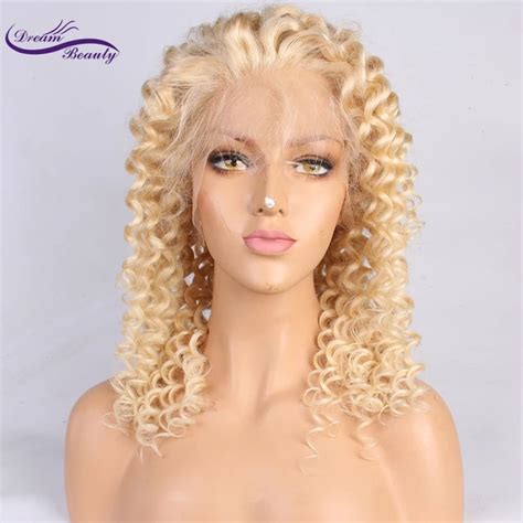 13x6 Lace Front Human Hair Wigs Brazilian Curly 613 Blond Lace Front Wig Pre Plucked Remy Hair