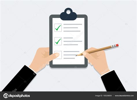Checklist Vector Illustration Hand Holding Clipboard Checklist With
