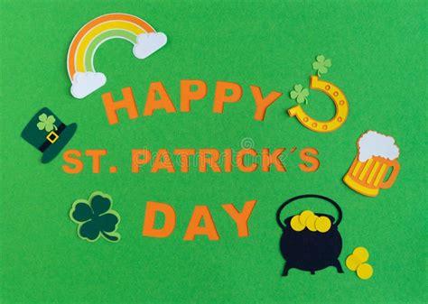 St Patrick`s Day Banner Design On Green Background With Happy St