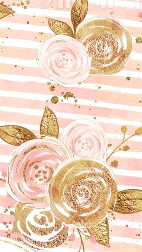 Gold And Pink Roses Wallpaper Pattern Gold Wallpaper Iphone Rose Gold