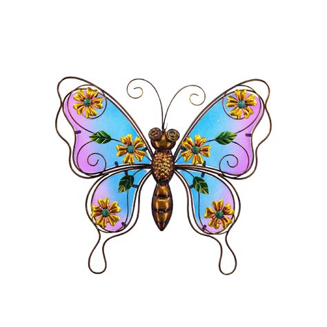 Butterfly Wall Hanging Stained Glass Indoors Outdoors Decor Multi