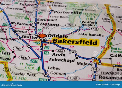 Bakersfield City On Usa Travel Map Stock Photo Image Of Cartography