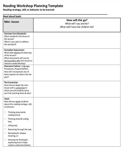 20 Writers Workshop Lesson Plan Template