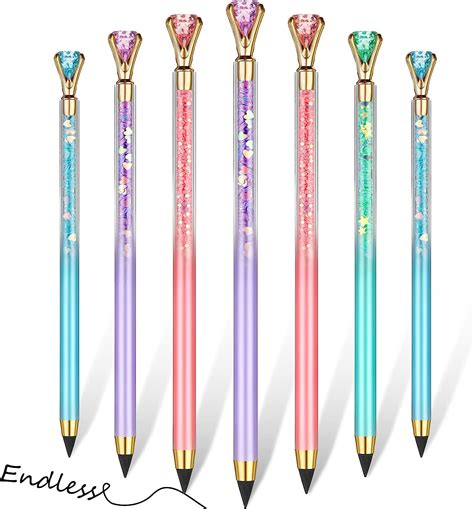 7 Pcs Infinity Pencil With Diamond Inkless Pencil