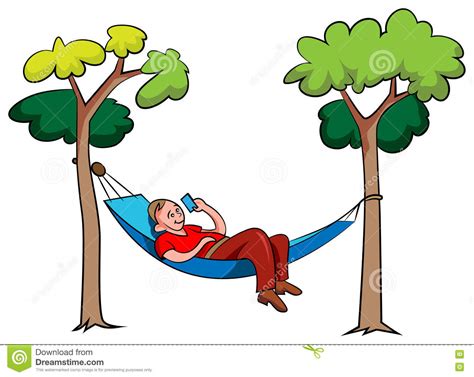 Young Man Relaxing In Hammock In The Park Stock Vector Illustration