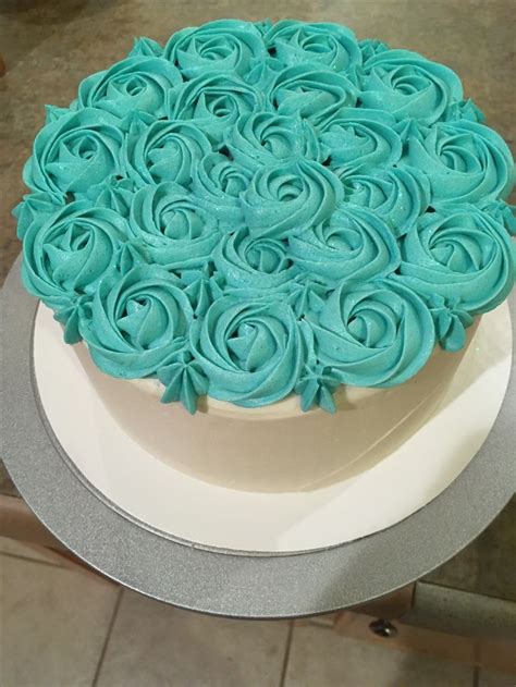 Teal Rosettes Cake Cake Desserts Rosette Cake