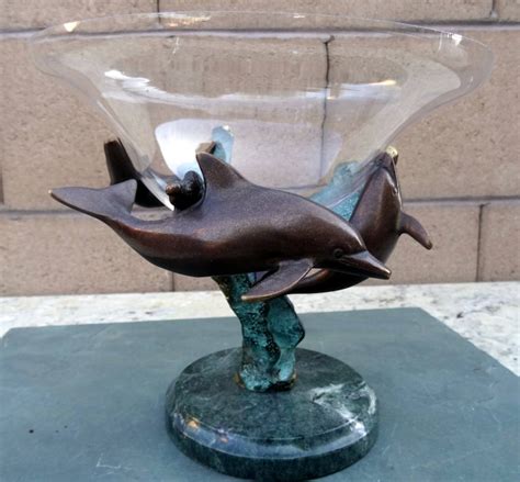Vintage Spi Bronze Dolphin Figure Sculpture Green Patina Etsy
