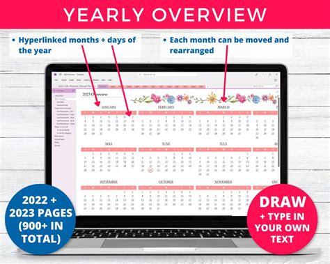 Editable Onenote Digital Planner 2022 2023 Dated Hyperlinked Etsy