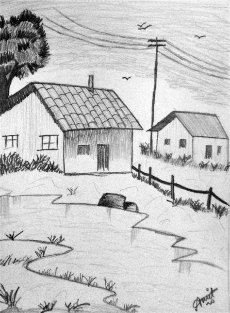 Easy Pencil Landscape Drawings Drawing Ideas For Beginners Kuchi
