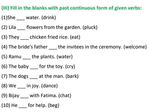 Continuous Tense Class Worksheet Fill In The Blanks Change The Tense