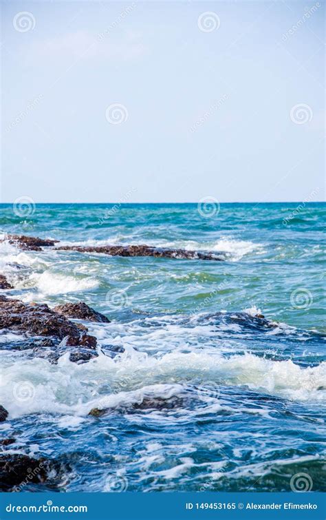 Ocean Waves Breaking On The Rocks On The Shore Stock Image Image Of