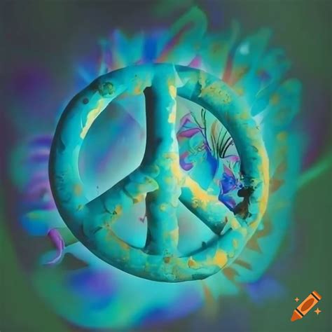 Colorful Peace Sign With Flowers In The Background On Craiyon