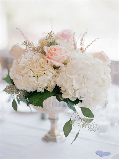 Pink Rose And Hydrangea Wedding Centerpiece Wedding Party Rustic