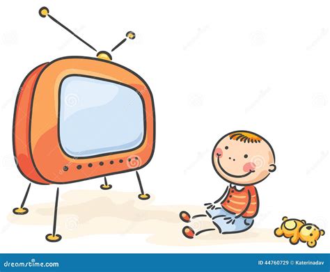 Child Watching Tv Isolated Stock Vector Illustration Of Leisure