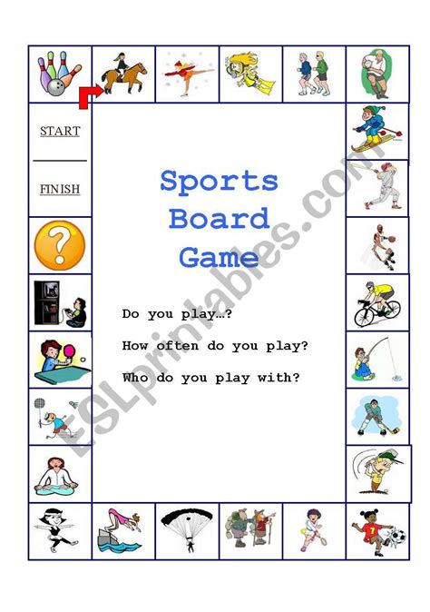 Sports Board Game Esl Worksheet By Ryanlaoshi