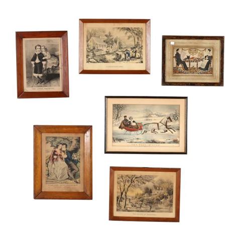 Six Vintage Prints Primarily Currier And Ives Lot 760 End Of Summer