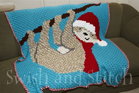 C2c Crochet Christmas Sloth Afghan Repeat Crafter Me Swish And Stitch
