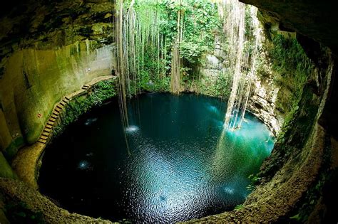 Hd Wallpaper Cave Cenotes Circle Landscape Lianas Mexico Nature