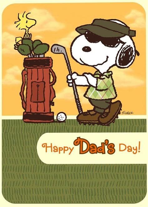 Happy Dads Day Snoopy And Woodstock Playing Golf Happy Dad Day