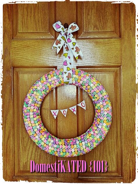 Domestikated101 Valentines Day Candy Heart Wreath