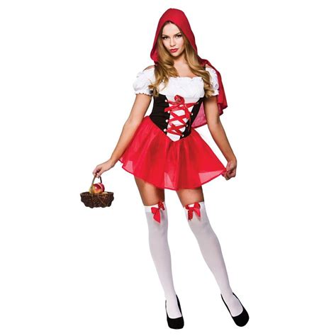 Womens Sexy Little Red Riding Hood Fancy Dress Costume Xs Uk