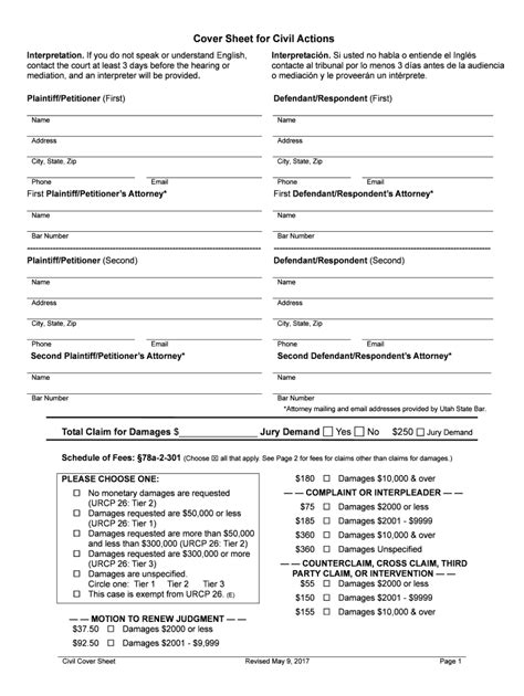 Cover Sheet For Civil Filing Actions Form Fill Out And Sign Printable Pdf Template