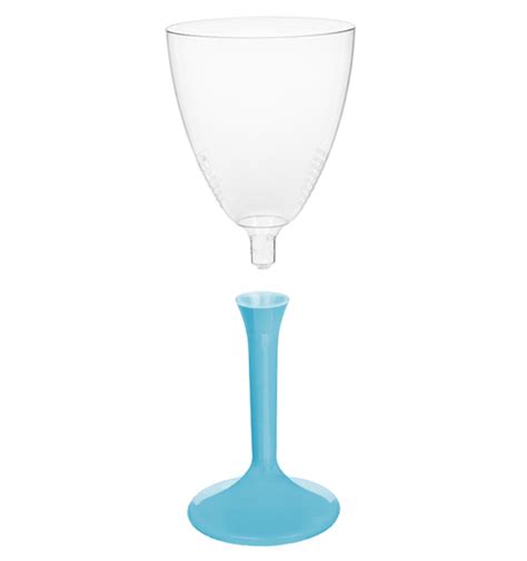 plastic stemmed glass wine turquoise removable stem 180ml 40 units