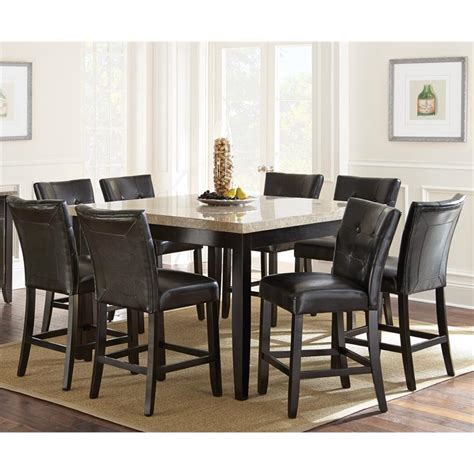 Monarch Marble 9 Piece Counter Height Dining Set In Cherry